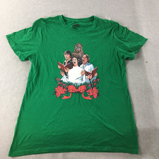 Star Wars Christmas Carols T-Shirt Adult Size XL Green Short Sleeve Tee