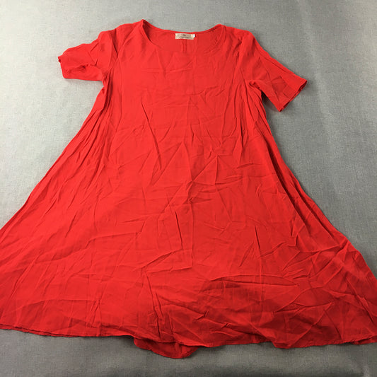 Baluoke Womens Mini Dress Size XL Red A-Line Short Sleeve Round Neck