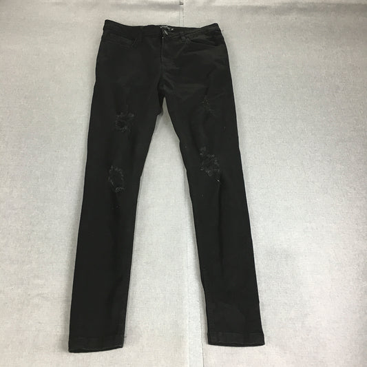 Aylesbury Mens Skinny Jeans Size 30 Black Dark Wash Stretch Denim