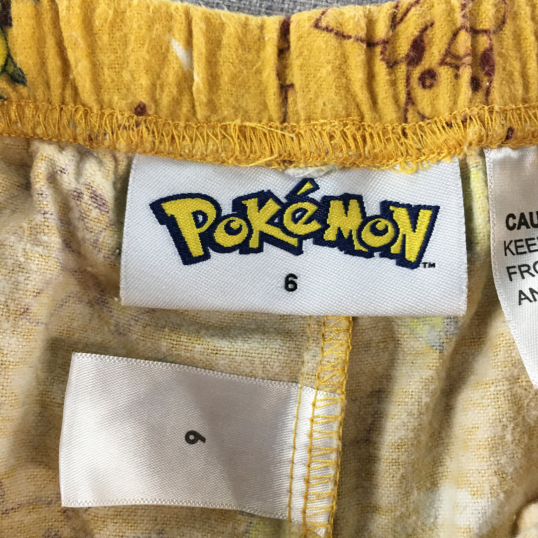 Pokemon Kids Boys Pants Size 6 Yellow Pikachu Jogger