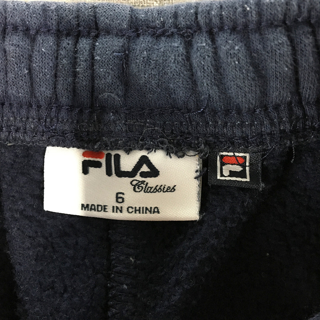 FILA Kids Boys Tracksuit Pants Size 6 Navy Blue Logo Elastic Waist Jogger