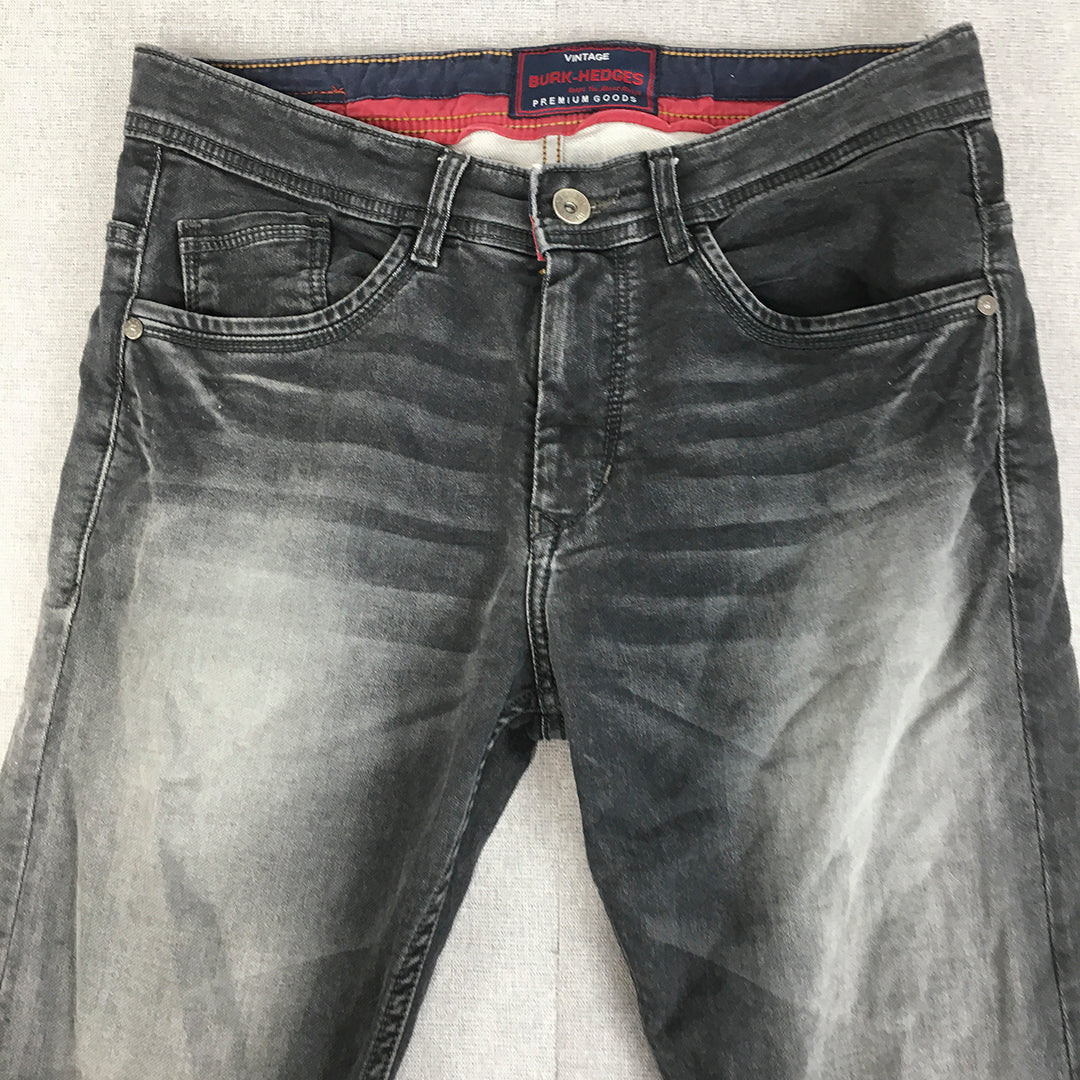 Burk Hedges Mens Jeans Size 30 (W30 x L32) Black Light Wash Slim Straight