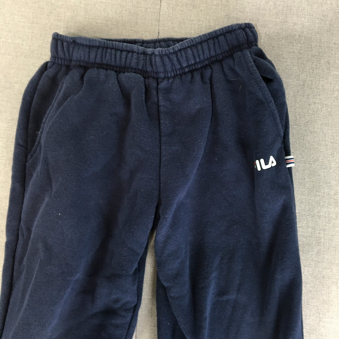 FILA Kids Boys Tracksuit Pants Size 6 Navy Blue Logo Elastic Waist Jogger