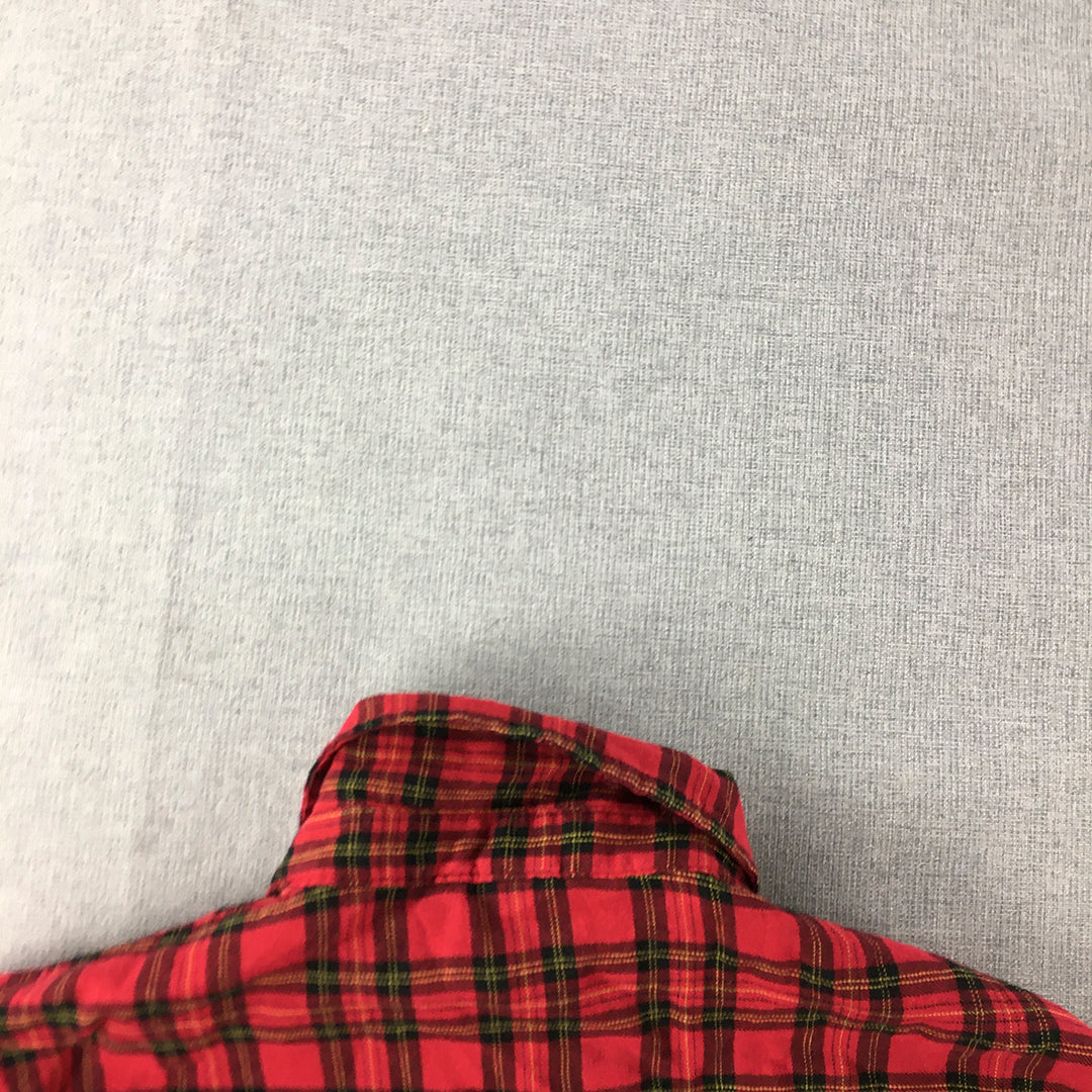 H&M Womens Flannel Shirt Size 2 US (6 AU) Red Checkered Button-Up