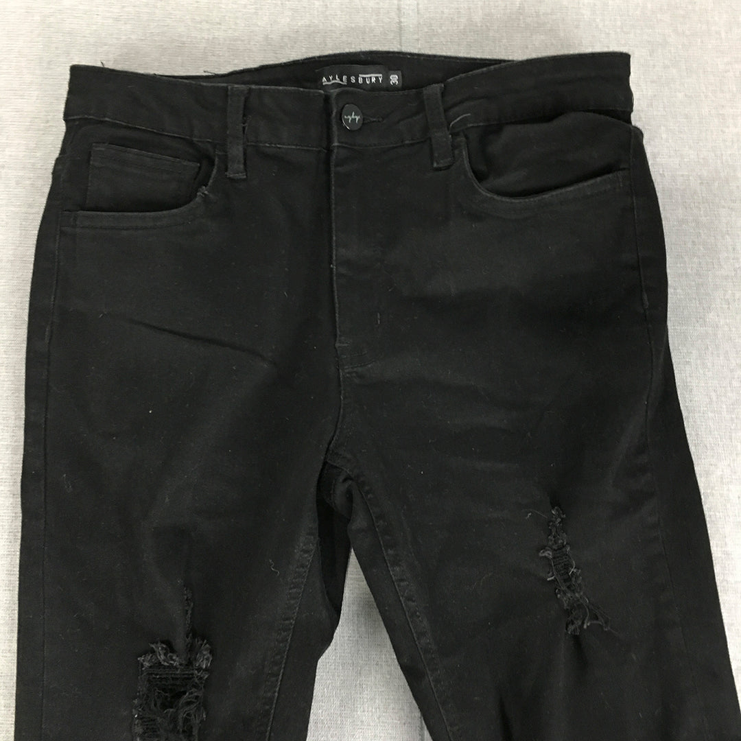 Aylesbury Mens Skinny Jeans Size 30 Black Dark Wash Stretch Denim