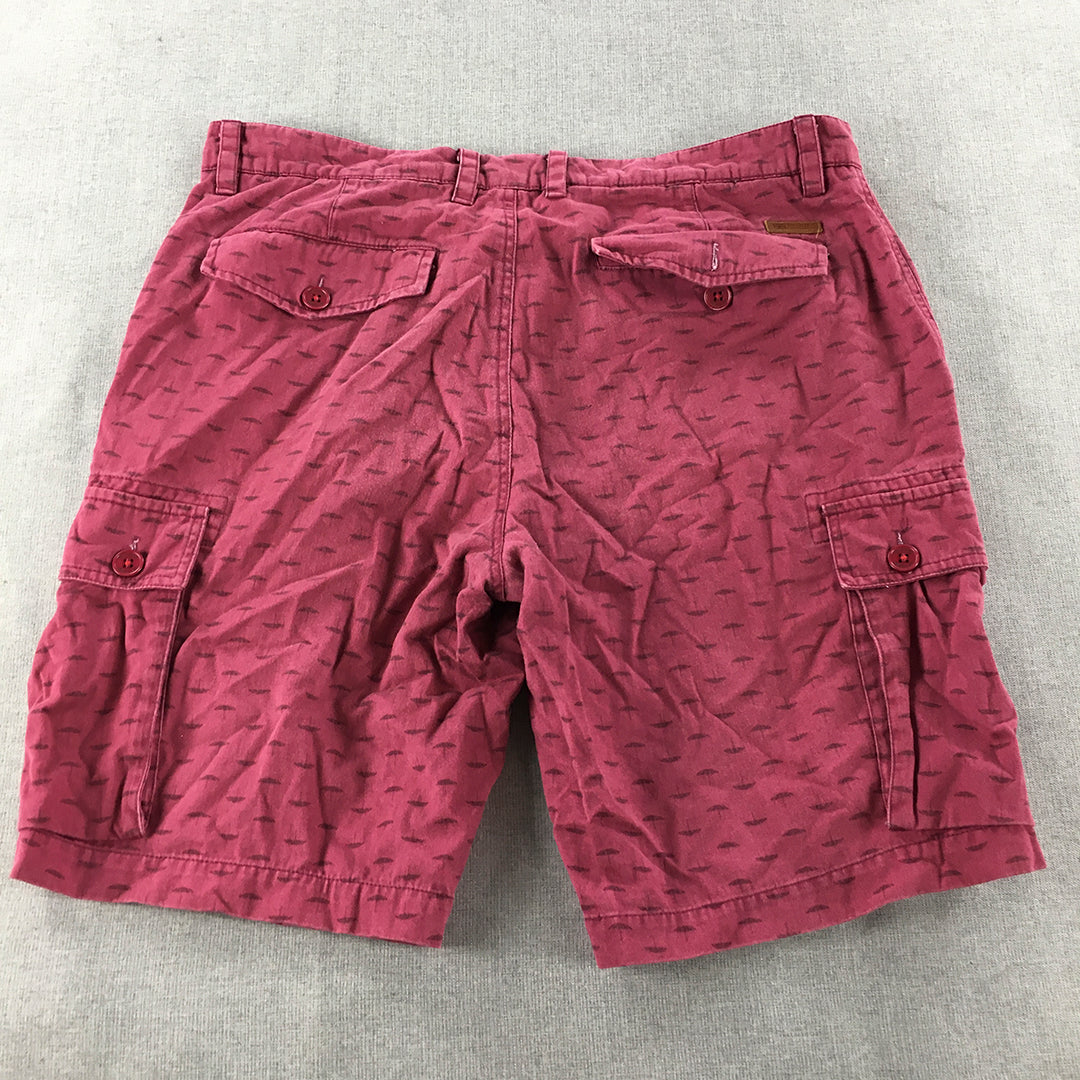 Ben Sherman Mens Cargo Shorts Size 34 Red Pockets