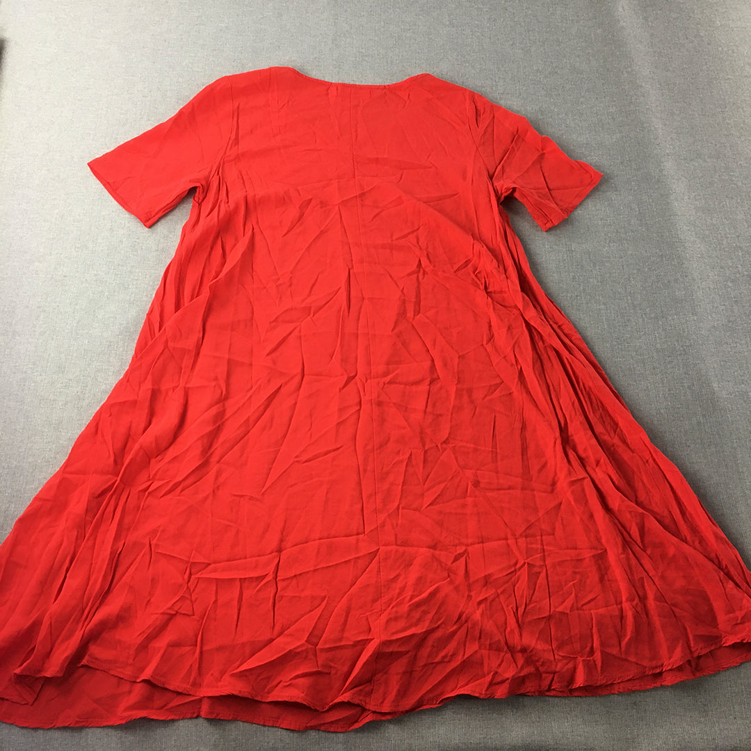 Baluoke Womens Mini Dress Size XL Red A-Line Short Sleeve Round Neck