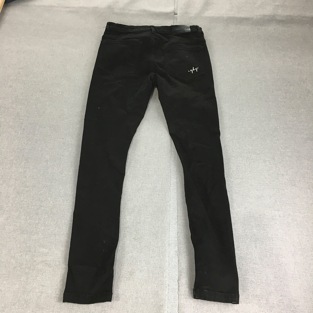 Aylesbury Mens Skinny Jeans Size 30 Black Dark Wash Stretch Denim