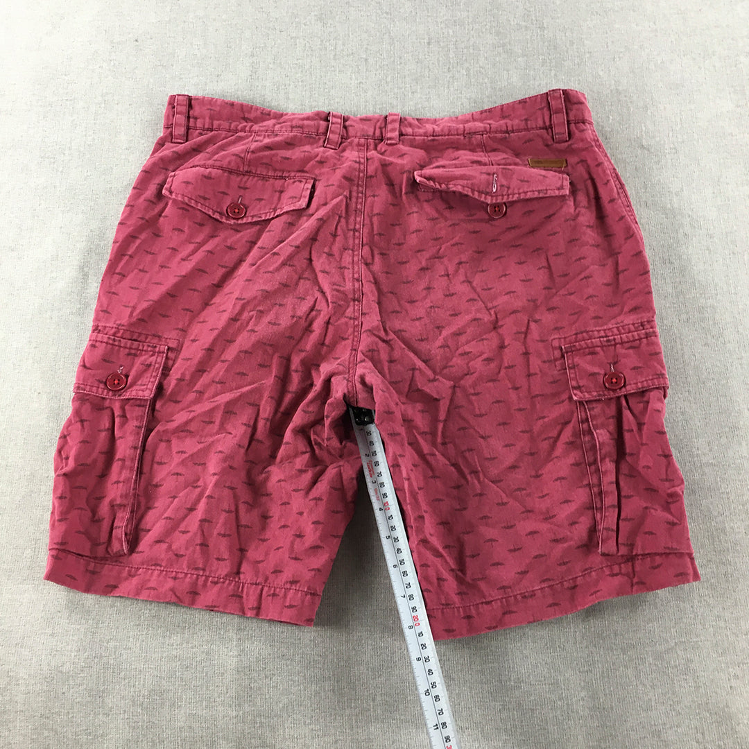 Ben Sherman Mens Cargo Shorts Size 34 Red Pockets