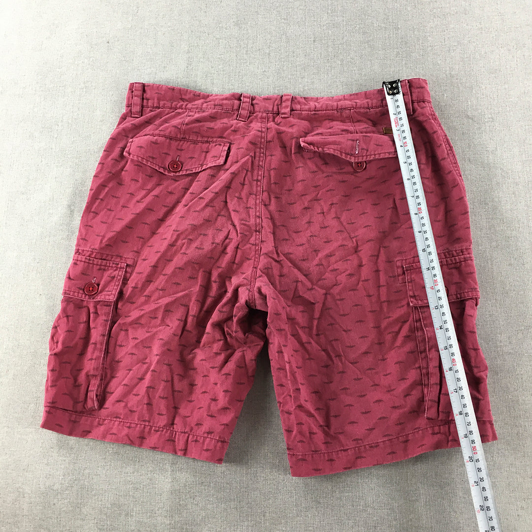 Ben Sherman Mens Cargo Shorts Size 34 Red Pockets