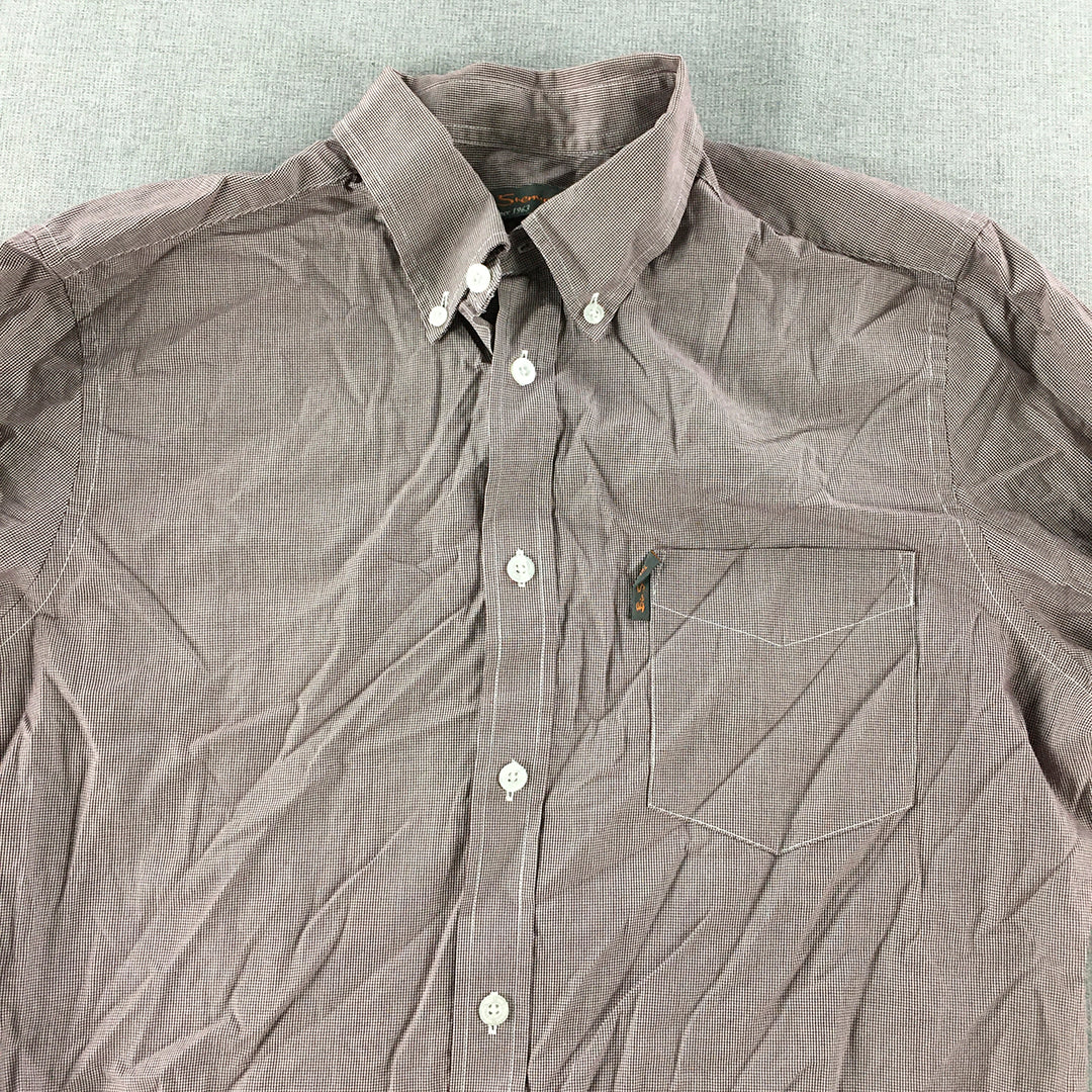 Ben Sherman Mens Shirt Size M Purple Long Sleeve Button-Up Collared