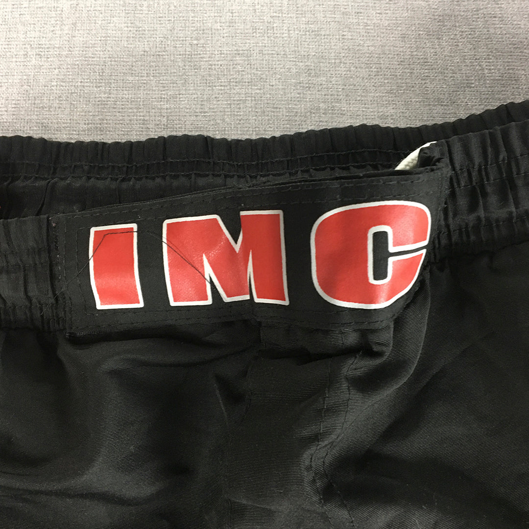 IMC Fighting Shorts Size M Black Yellow MMA Martial Arts Karate Drawstring