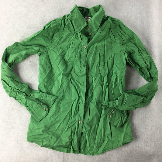 Esprit Womens Shirt Size 6 Green Long Sleeve Button-Up Collared Top