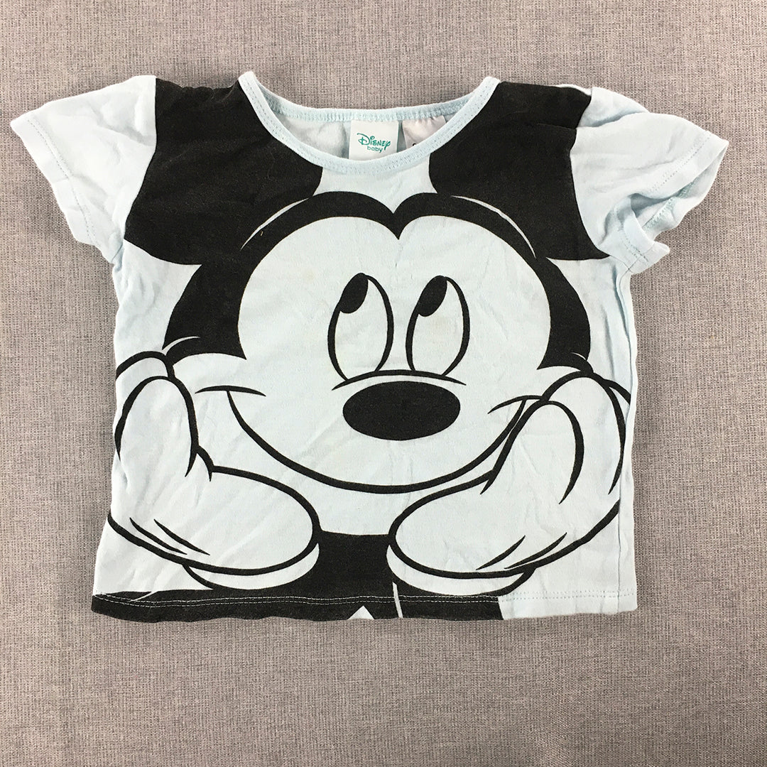 Disney Mickey Mouse Kids Girls T-Shirt Size 18 - 24 Months Blue Short Sleeve Top