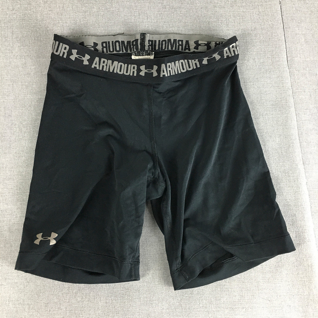 Under Armour Womens Shorts Size XS Black Logo Running Gym