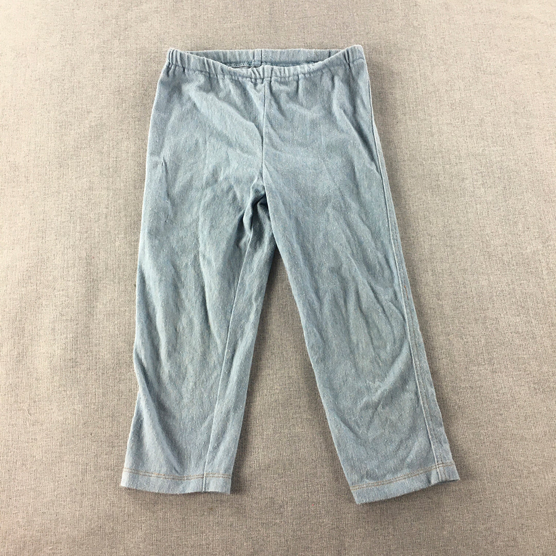 Uniqlo Kids Denim Pants Size 7 - 8 Years Light Blue Elastic Waist