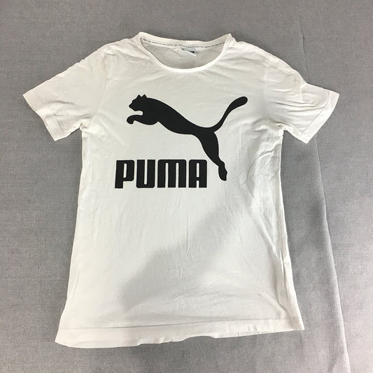 Puma Mens T-Shirt Size S White Big Logo Crew Neck Short Sleeve Tee