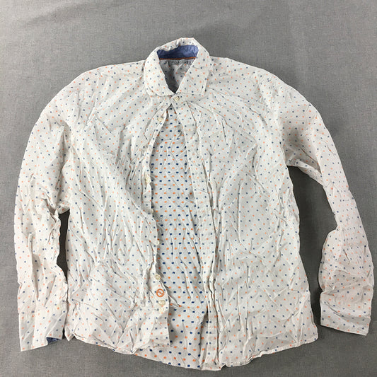 Harrison Shirt Foundry Mens Shirt Size S White Dot Long Sleeve Button-Up