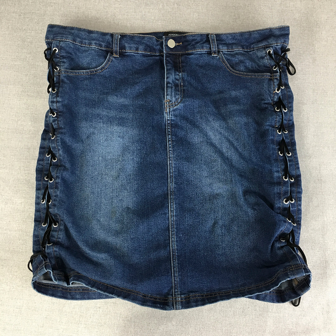 Autograph Womens Denim Skirt Size W40 Blue Stretch Lace Straight