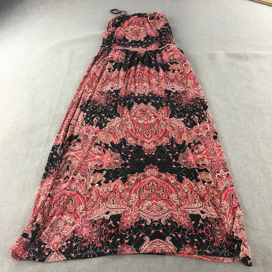 Urban Womens Maxi Dress Size 8 Pink Black A-Line Paisley Sleeveless