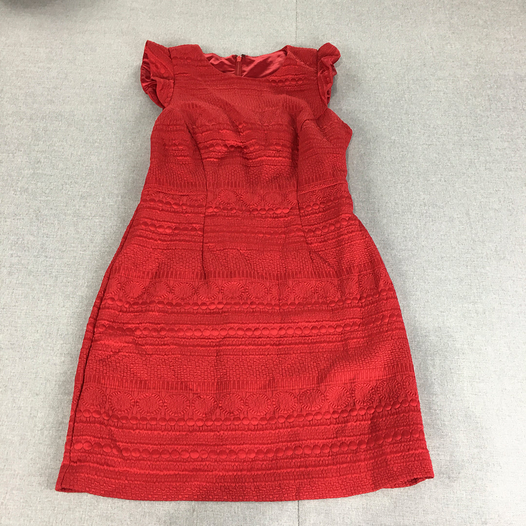 Forever New Womens Pencil Dress Size 8 Red Sleeveless Mini Stretch