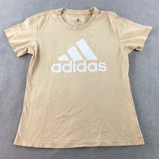 Adidas Womens T-Shirt Size S Brown Big Logo Short Sleeve Top