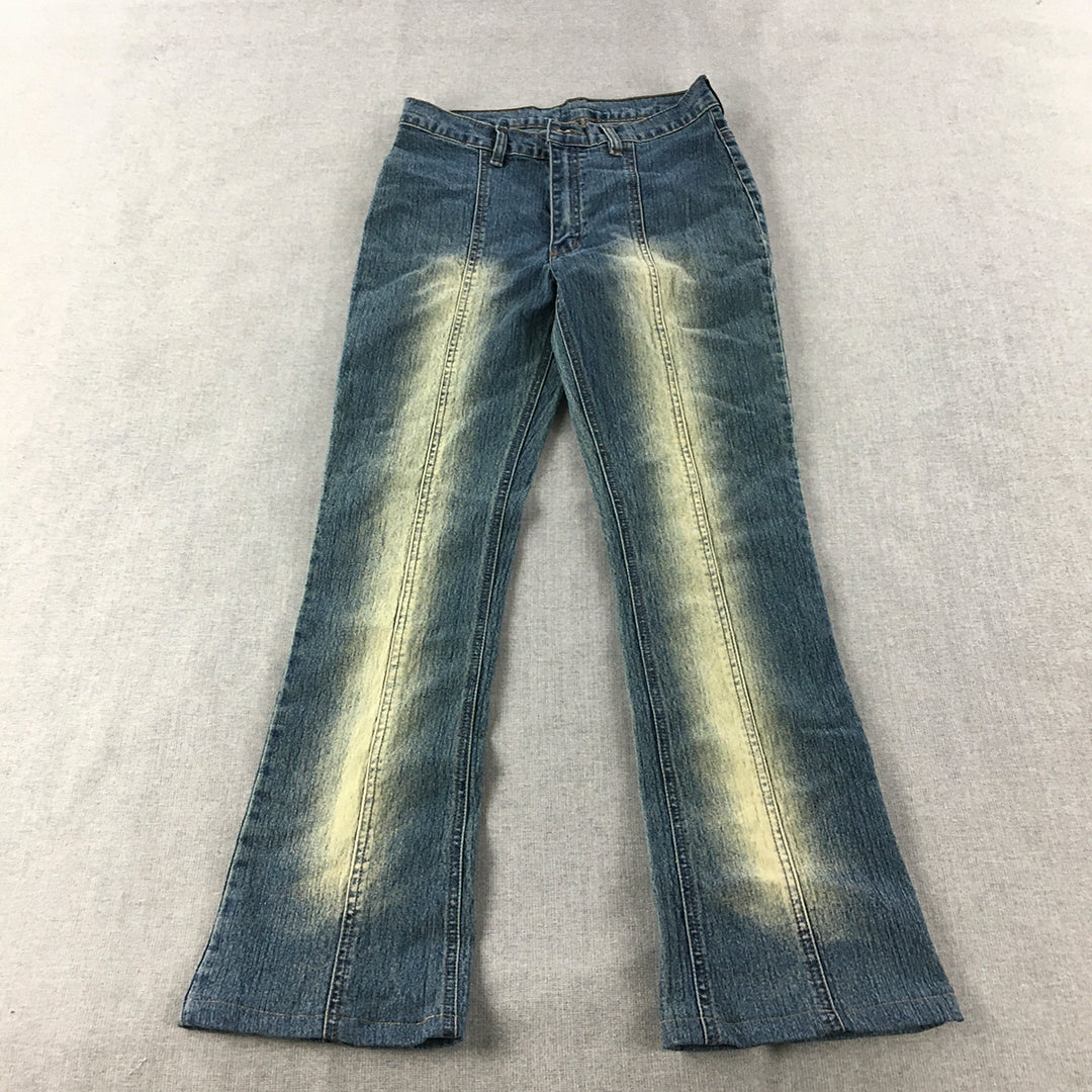 Vintage Pazzo Womens Bootcut Jeans Size 26 Blue Mudwash Flared Y2K