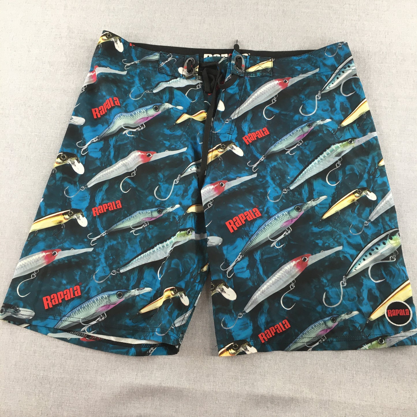 Rapala Mens Board Shorts Size 36 Blue Fishing Lures Surf Swim Boardies