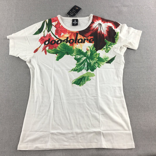 NEW Dondolare Mens T-Shirt Size XL White Floral Short Sleeve Tee