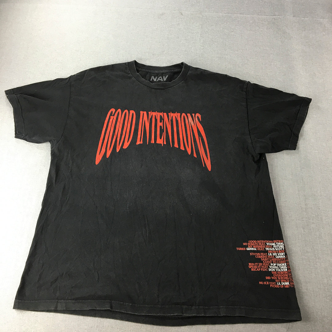 NAV x Vlone Mens T-Shirt Size 2XL Good Intentions Black Red Rap Tee