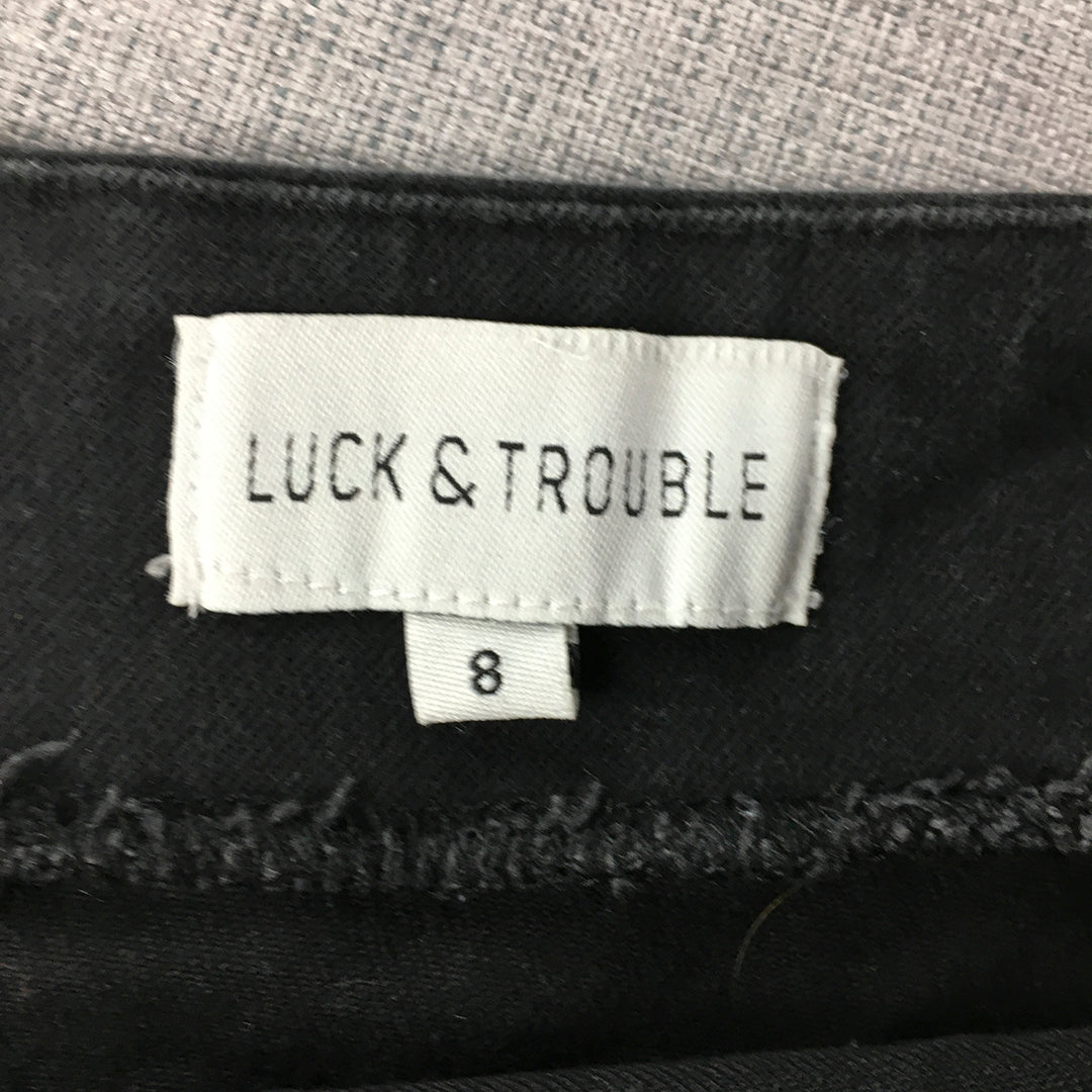 Luck & Trouble Womens Denim Mini Skirt Size 8 Black A-Line