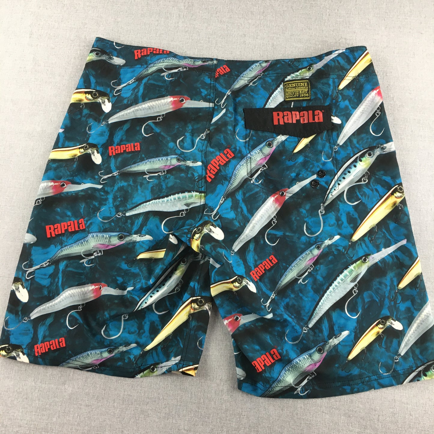 Rapala Mens Board Shorts Size 36 Blue Fishing Lures Surf Swim Boardies