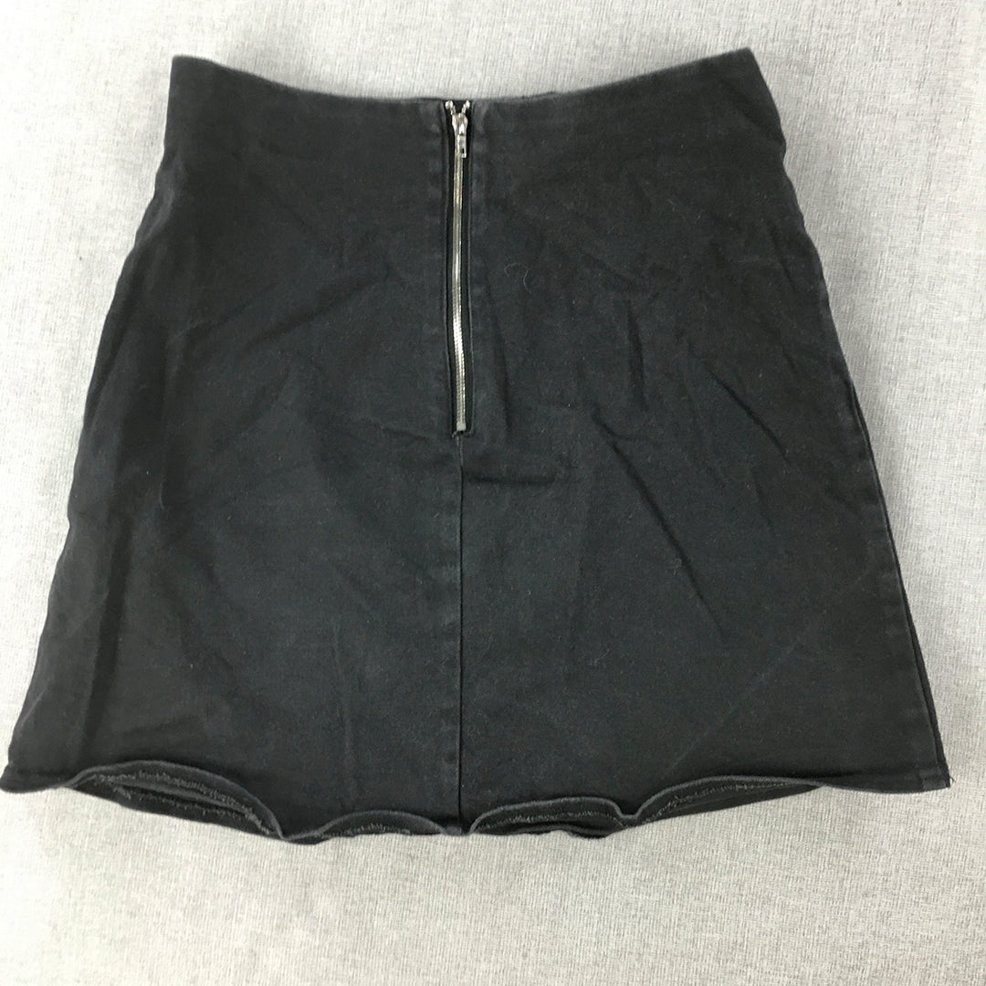 Luck & Trouble Womens Denim Mini Skirt Size 8 Black A-Line