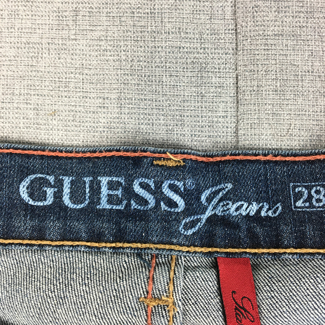 Guess Womens Skinny Jeans Size 28 Blue Denim Embroidered Logo