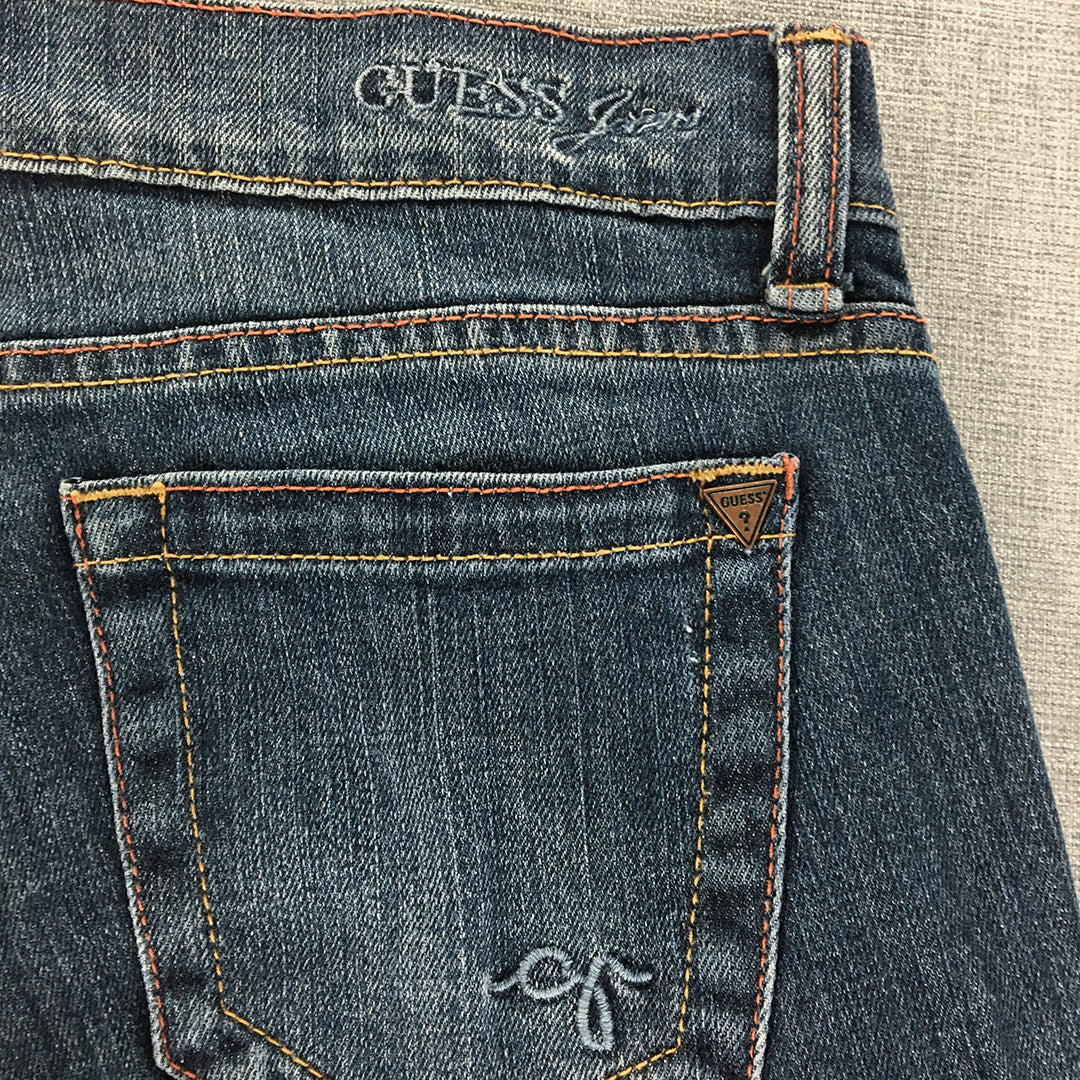 Guess Womens Skinny Jeans Size 28 Blue Denim Embroidered Logo