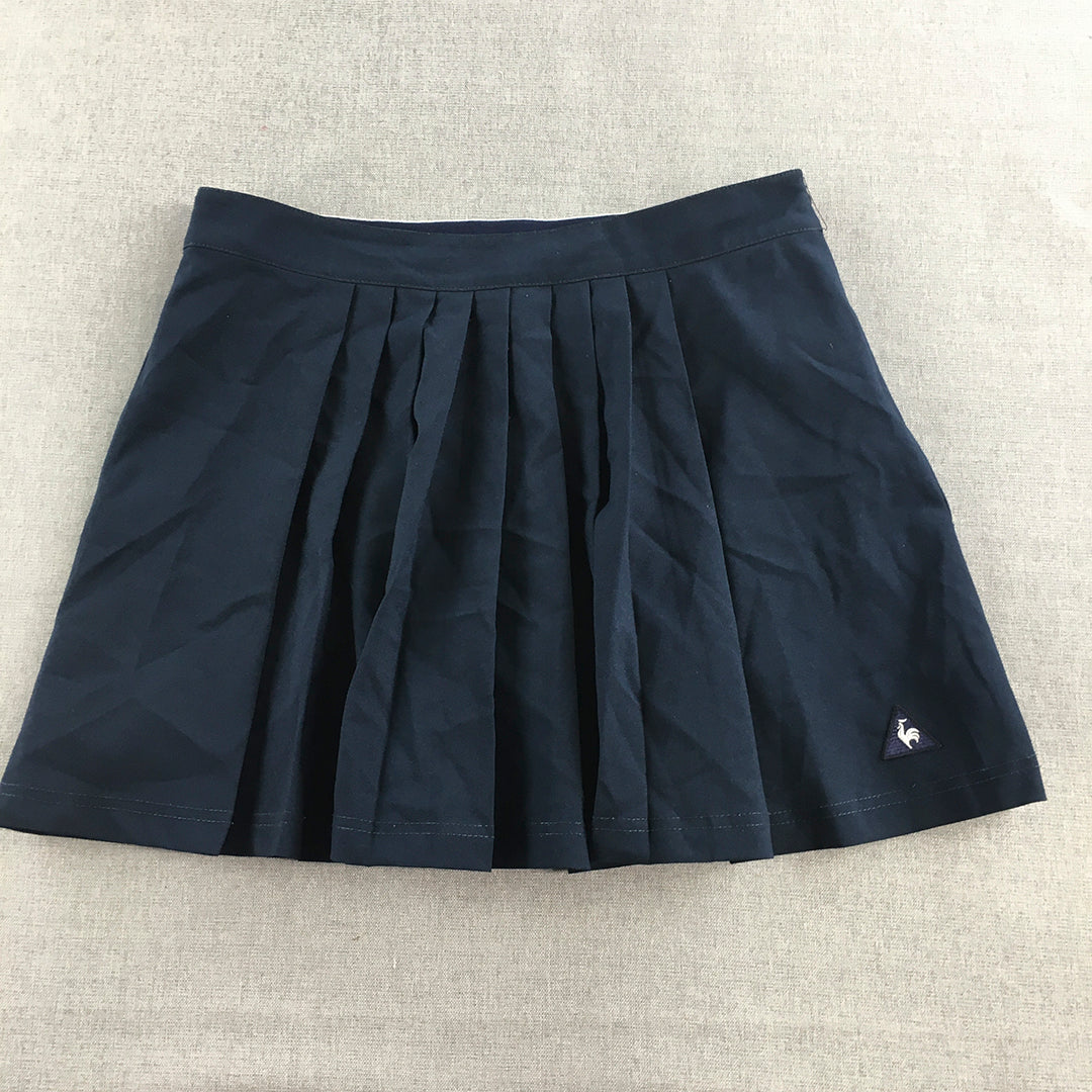 Le Coq Sportif Womens Mini Skort Size M Blue Logo Pleated Skirt Shorts