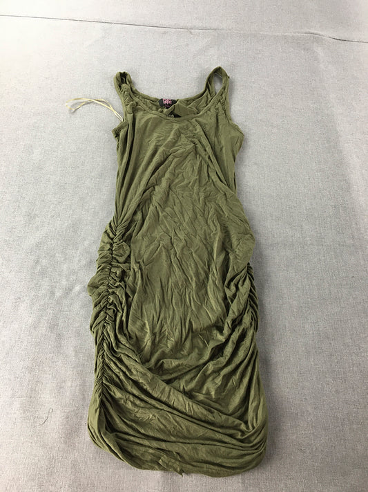 NEW Pure Hype Womens Mini Dress Size L Green Ruched Bodycon Stretch