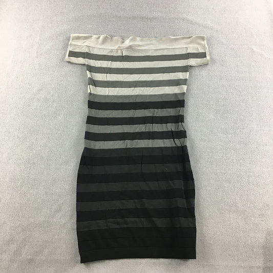 French Connection Womens Mini Dress Size 10 Black White Striped Stretch