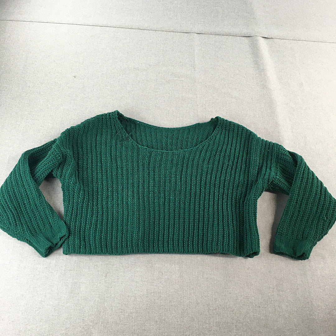 Hollister Womens Knit Sweater Size S Green Cropped Pullover Jumper