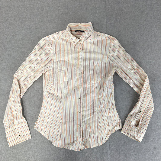 Allen Solly Womens Shirt Size S Slim Fit White Striped Long Sleeve Button-Up