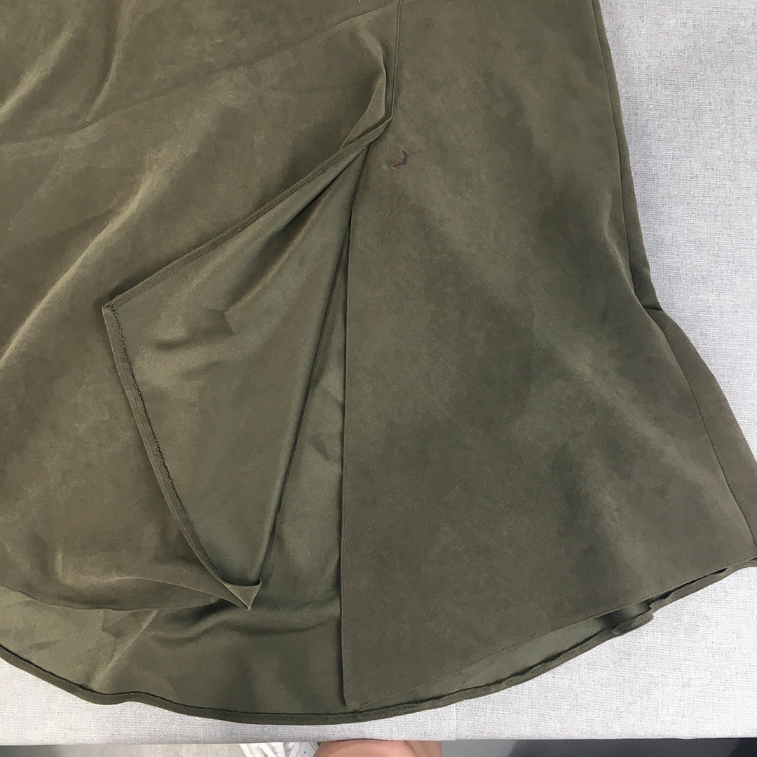 Wombat Womens Maxi Skirt Size 14 Khaki Green Layered