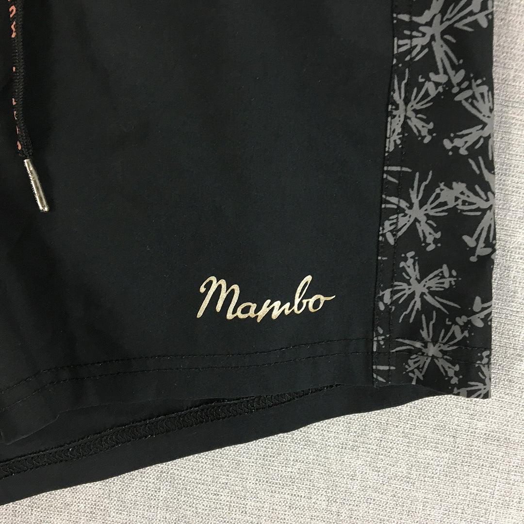 Mambo Womens Board Shorts Size 8 Black Drawtstring Logo