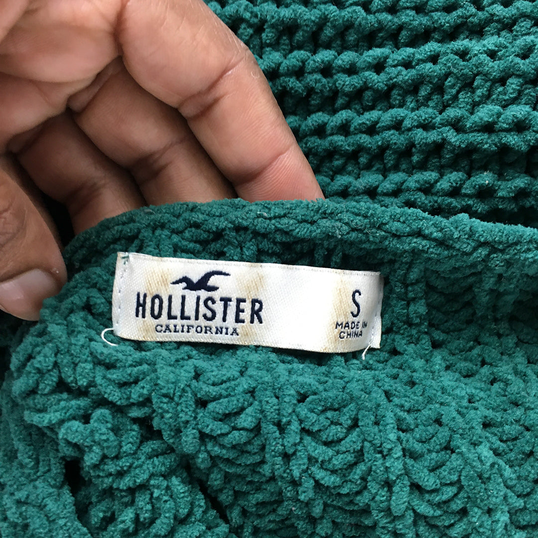 Hollister Womens Knit Sweater Size S Green Cropped Pullover Jumper