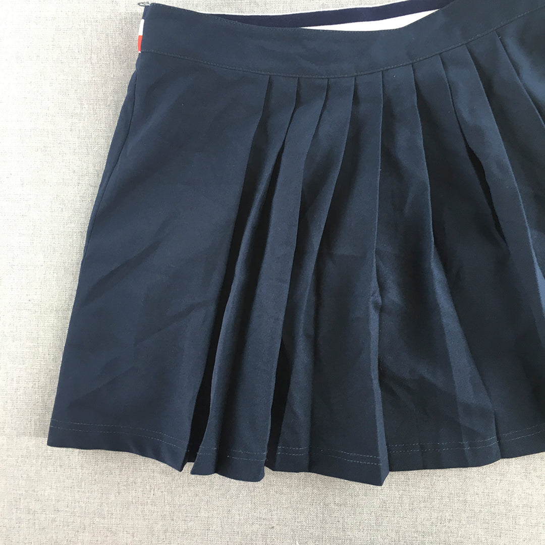 Le Coq Sportif Womens Mini Skort Size M Blue Logo Pleated Skirt Shorts