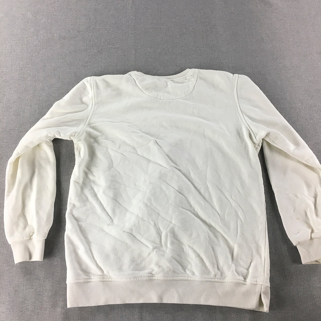 Alexander Wang Mens Sweater Size XL White Big Logo Crew Neck Jumper