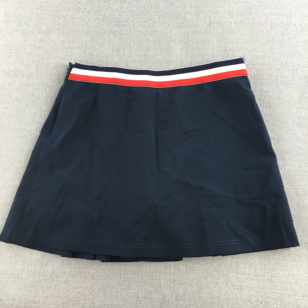 Le Coq Sportif Womens Mini Skort Size M Blue Logo Pleated Skirt Shorts