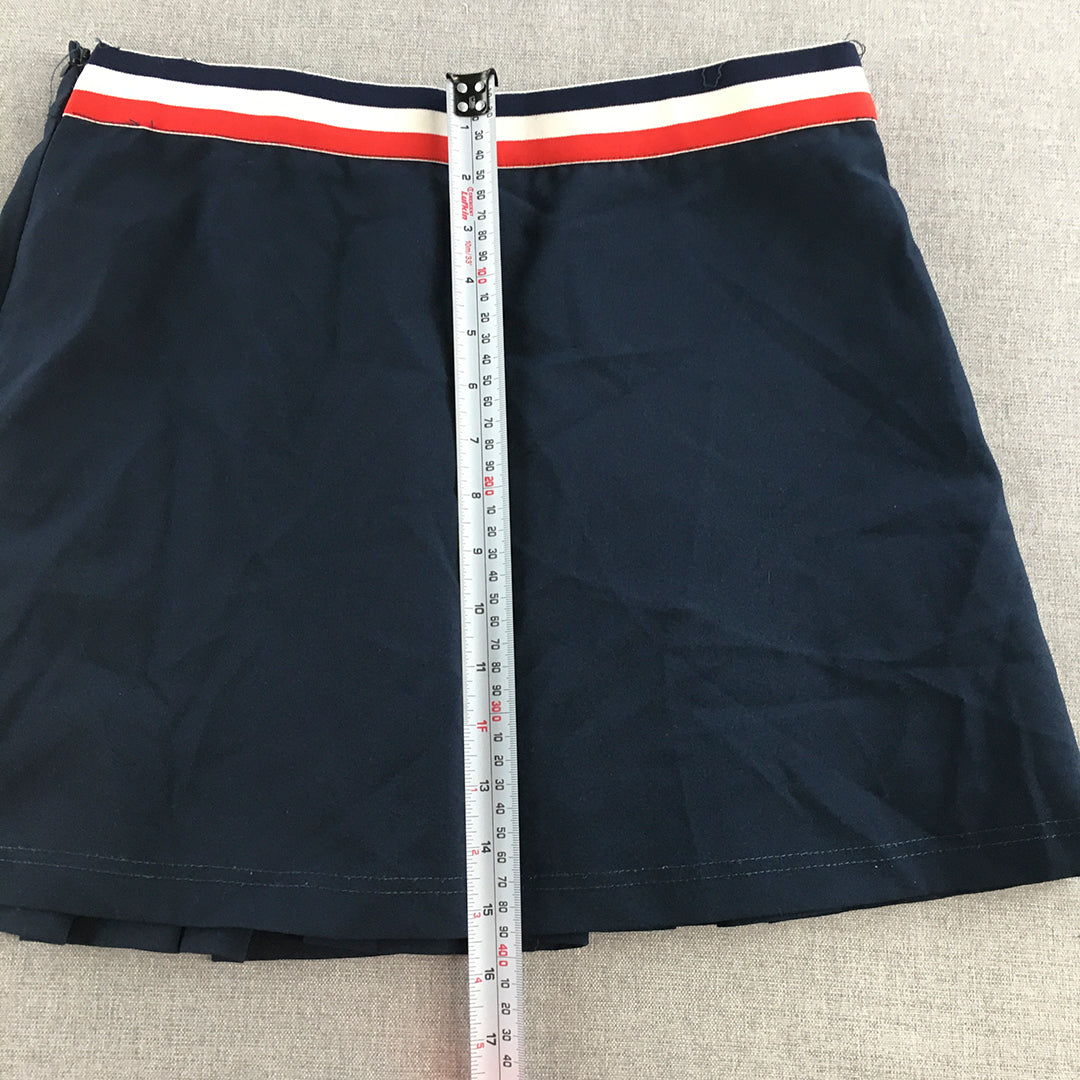 Le Coq Sportif Womens Mini Skort Size M Blue Logo Pleated Skirt Shorts