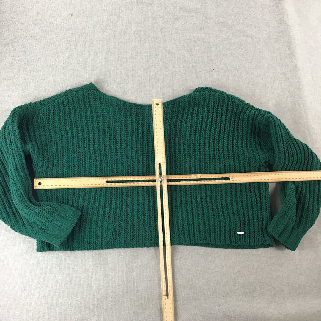 Hollister Womens Knit Sweater Size S Green Cropped Pullover Jumper