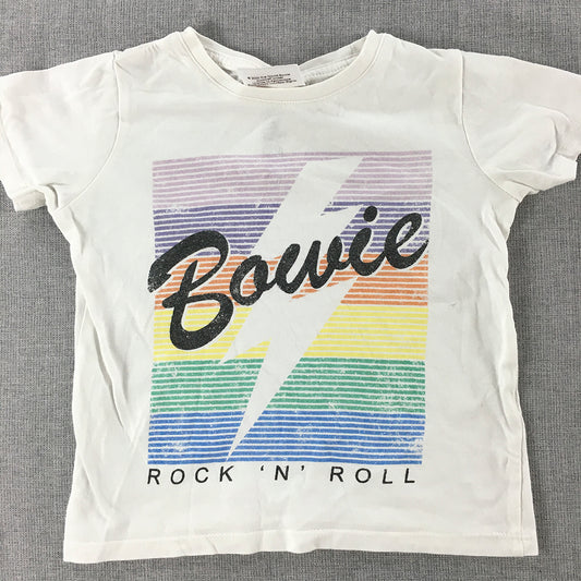 David Bowie Kids Girls T-Shirt Size 2 Baby Toddler White Short Sleeve Top