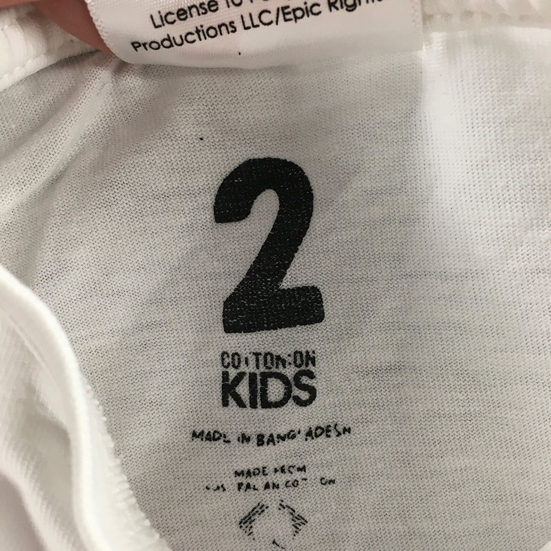 David Bowie Kids Girls T-Shirt Size 2 Baby Toddler White Short Sleeve Top